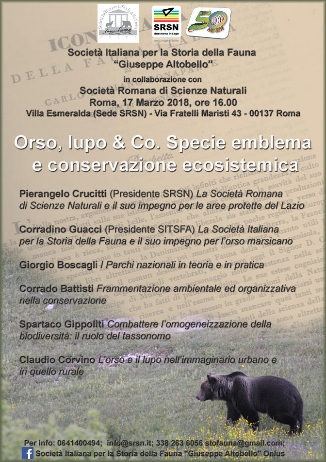 Orso, lupo & Co. Specie emblema e conservazione ecosistemica  17/3/18